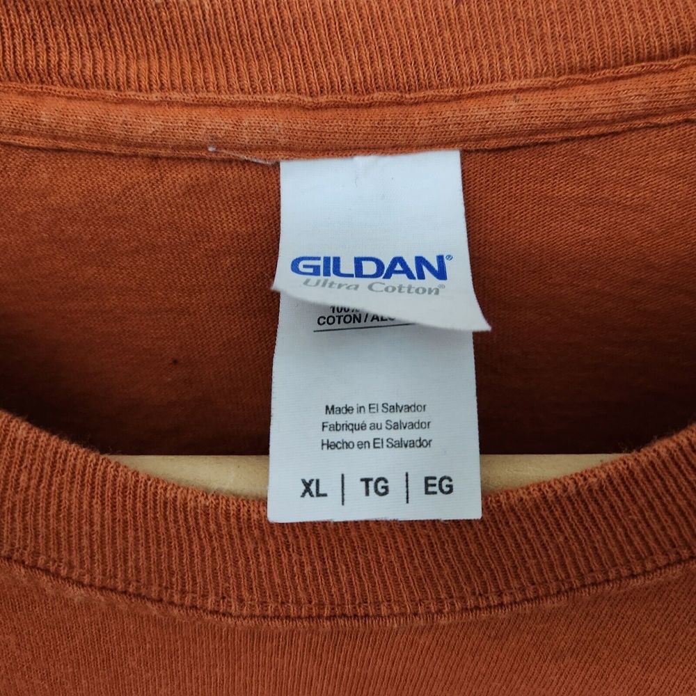 GILDAN Men's Orange Crew Neck Football Theme Long Sleeve Shirt Size XL - Picture 5 of 8